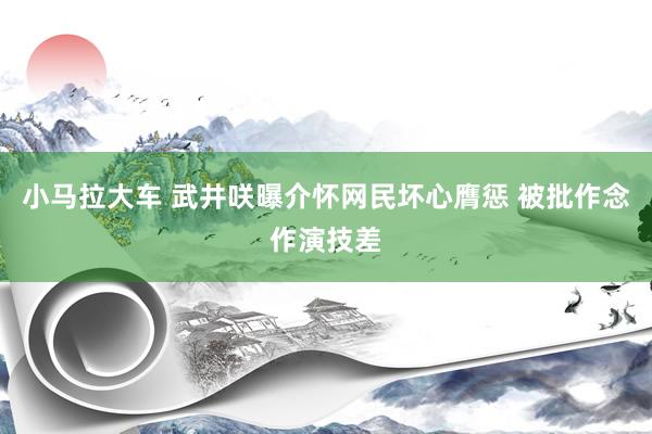 小马拉大车 武井咲曝介怀网民坏心膺惩 被批作念作演技差