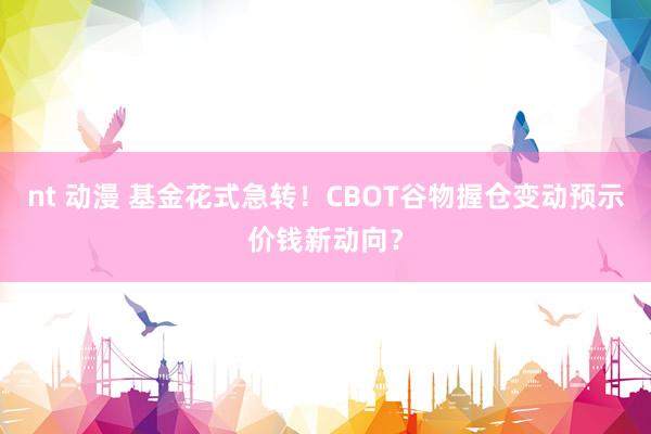 nt 动漫 基金花式急转!CBOT谷物握仓变动预示价钱新动向?