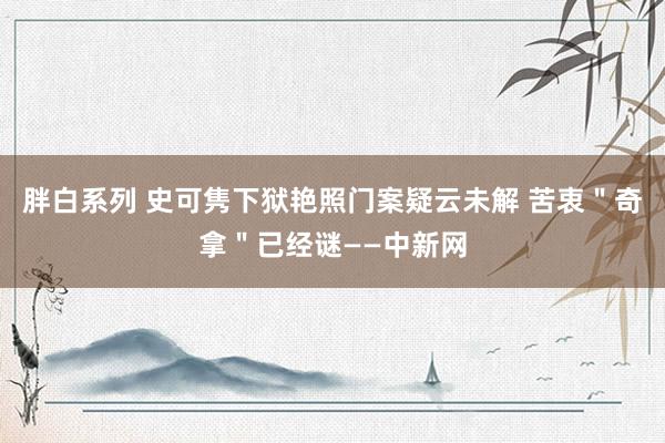 胖白系列 史可隽下狱艳照门案疑云未解 苦衷"奇拿"已经谜——中新网