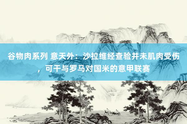 谷物肉系列 意天外：沙拉维经查验并未肌肉受伤，可干与罗马对国米的意甲联赛