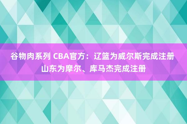 谷物肉系列 CBA官方:辽篮为威尔斯完成注册 山东为摩尔、库马杰完成注册