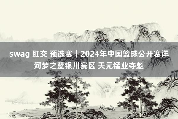 swag 肛交 预选赛|2024年中国篮球公开赛洋河梦之蓝银川赛区 天元锰业夺魁