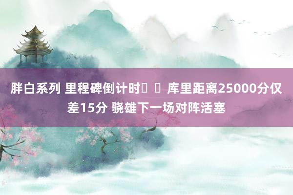 胖白系列 里程碑倒计时⏲️库里距离25000分仅差15分 骁雄下一场对阵活塞